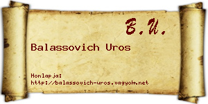 Balassovich Uros névjegykártya